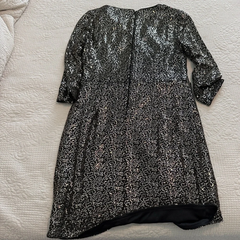 Eliza J Black metallic Sequin Long Sleeve Dress Evening Prom✨ - Picture 8 of 11